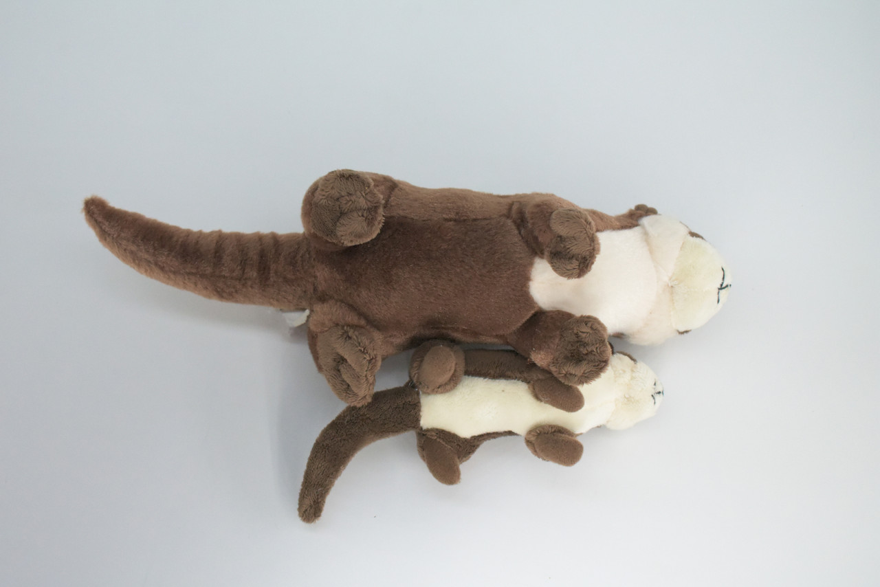 River Otter with Baby, Very Cute Plush Animal, Soft, Stuffed Toy, Educational, Realistic, Beautiful Design, Figure, Lifelike, Replica, Gift,     11"   RI66 B661