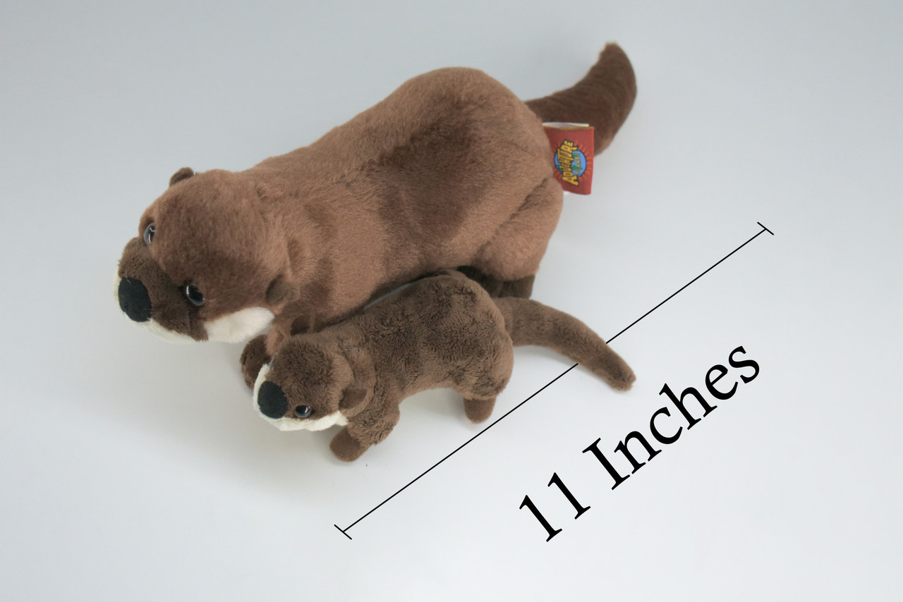 River Otter with Baby, Very Cute Plush Animal, Soft, Stuffed Toy, Educational, Realistic, Beautiful Design, Figure, Lifelike, Replica, Gift,     11"   RI66 B661