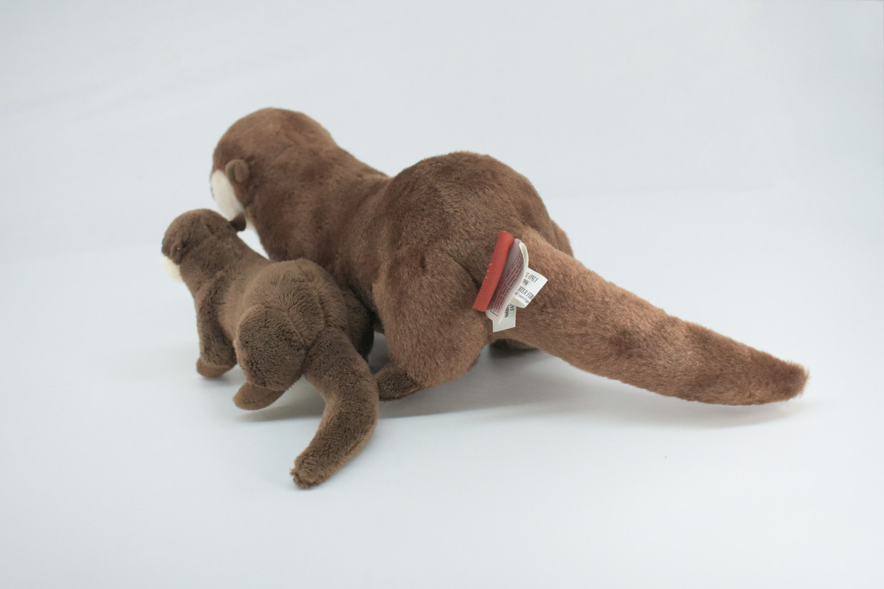 River Otter with Baby, Very Cute Plush Animal, Soft, Stuffed Toy, Educational, Realistic, Beautiful Design, Figure, Lifelike, Replica, Gift,     11"   RI66 B661