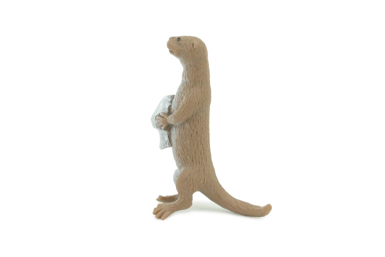 River Otter, With Fish, Very Nice Rubber Animal, Educational, Hand Painted, Realistic Figure, Lifelike Design, Toy, Kids, Gift, 2 1/2 Inches. SF73 B138