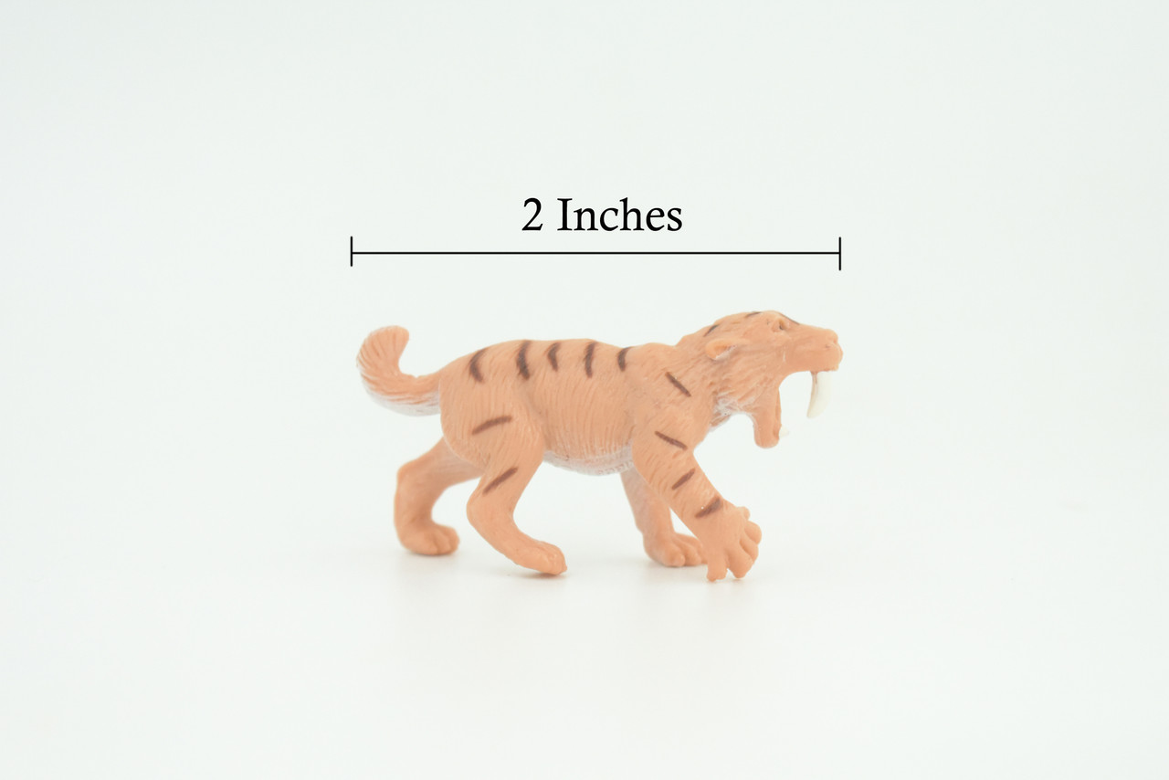 Saber-toothed Cat, Smilodon, Ice Age Mammal, Rubber, Educational, Realistic, Hand Painted, Figure, Lifelike Model, Gift,   2 Inches.    SF79 B224