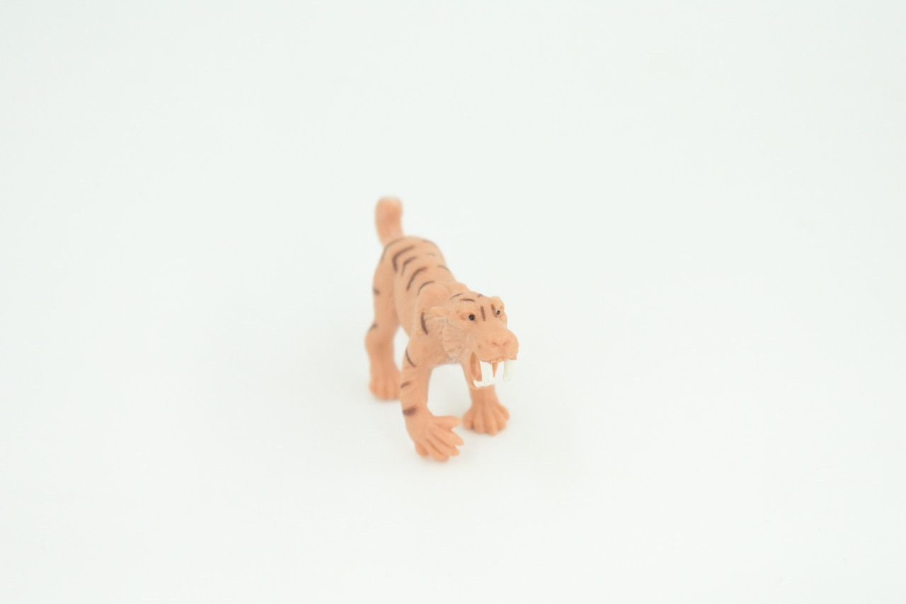 Saber-toothed Cat, Smilodon, Ice Age Mammal, Rubber, Educational, Realistic, Hand Painted, Figure, Lifelike Model, Gift,   2 Inches.    SF79 B224