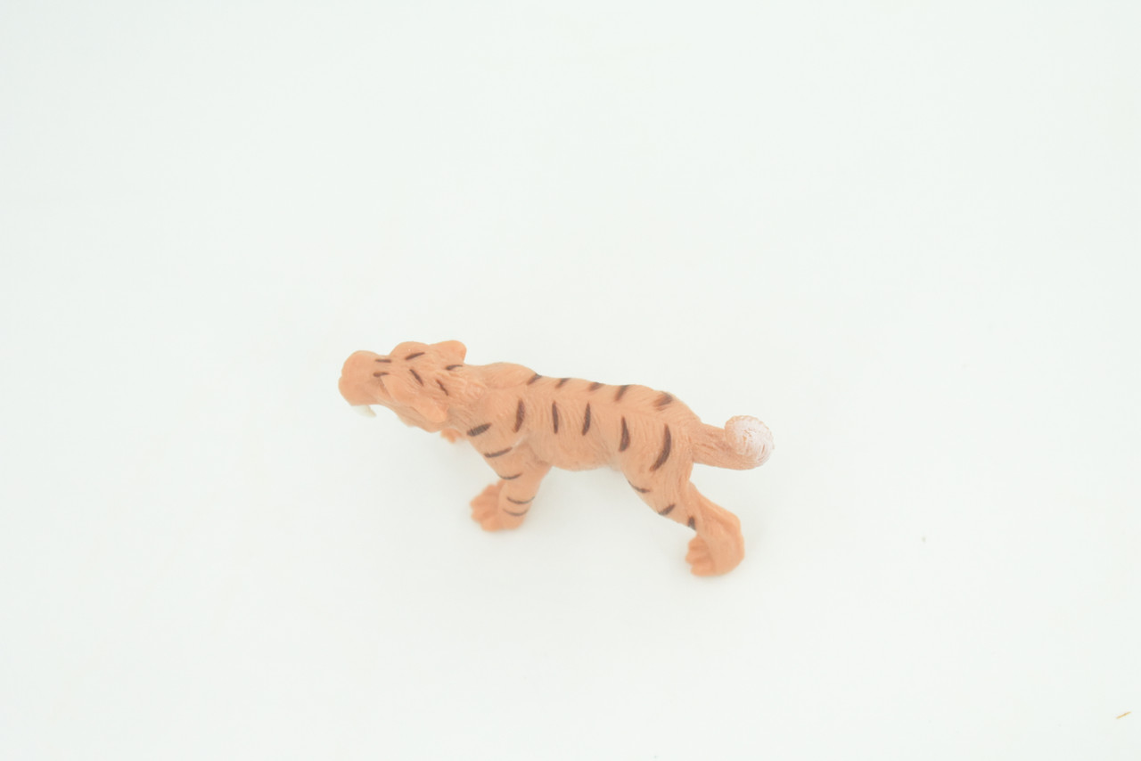 Saber-toothed Cat, Smilodon, Ice Age Mammal, Rubber, Educational, Realistic, Hand Painted, Figure, Lifelike Model, Gift,   2 Inches.    SF79 B224