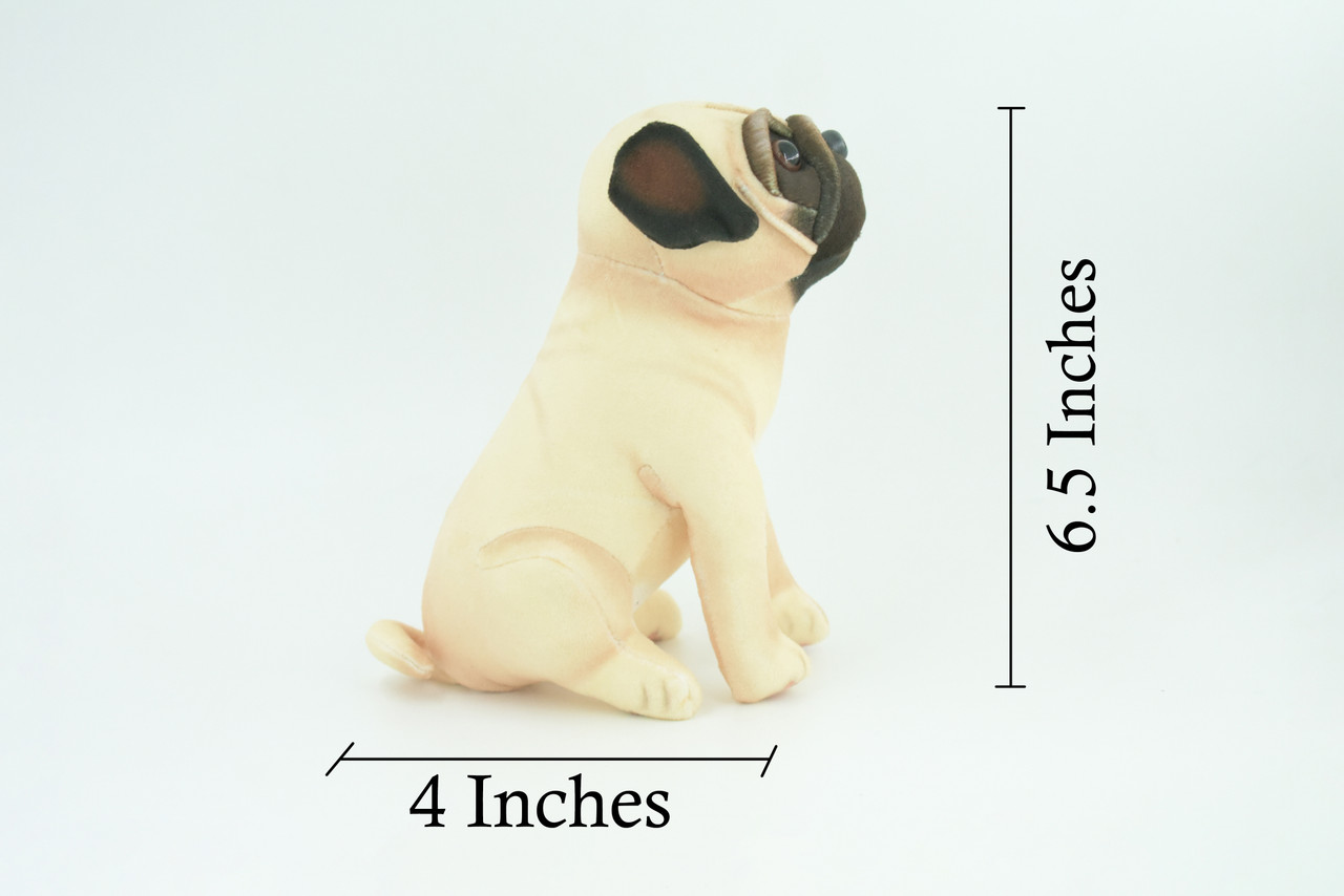 Pug Dog, Stuffed Animal Sitting, Plush Puppy, K9, Canine, Cute, Realistic Figure, Educational, Toy, Kids, Gift, 6 1/2 Inches, WR30 BB227