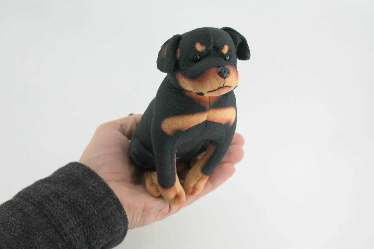 Rottweiler Dog, Stuffed Animal Sitting, Plush Puppy, K9, Canine, Cute, Realistic Figure, Educational, Toy, Kids, Gift, 7 Inches, WR32 BB227