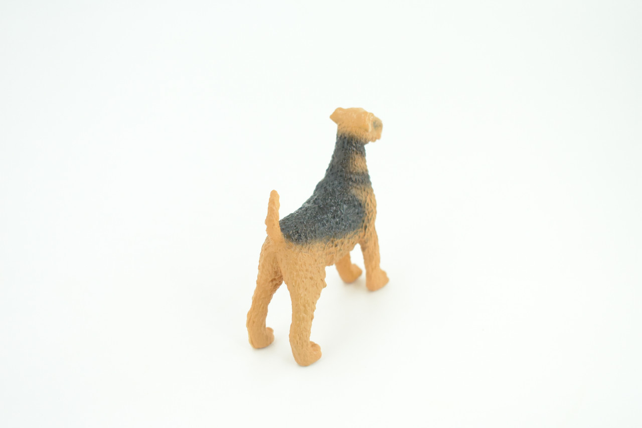 Airedale Dog, Rubber Canine, Hand Painted, Educational, Realistic,  K9, Figure, Model, Replica, Toys, Kids, Gift,    3 Inches. CH733 BB184