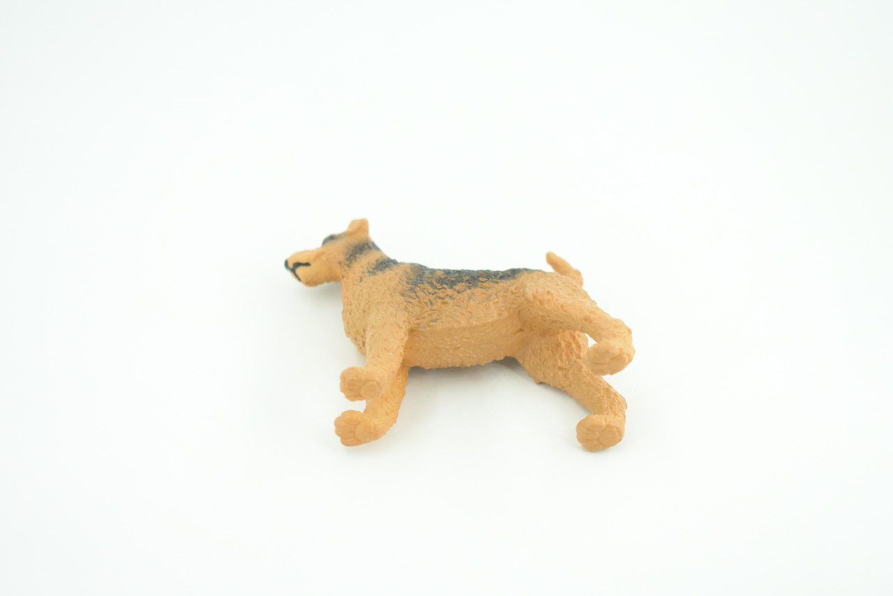 Airedale Dog, Rubber Canine, Hand Painted, Educational, Realistic,  K9, Figure, Model, Replica, Toys, Kids, Gift,    3 Inches. CH733 BB184