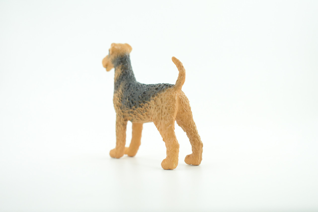 Airedale Dog, Rubber Canine, Hand Painted, Educational, Realistic,  K9, Figure, Model, Replica, Toys, Kids, Gift,    3 Inches. CH733 BB184