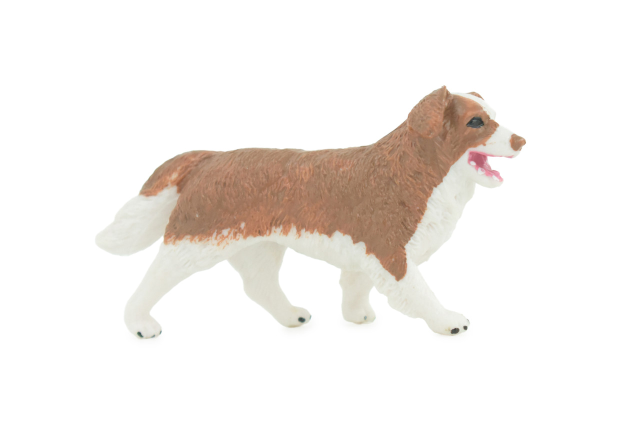 Australian Shepherd Dog, Rubber Canine, Hand Painted, Educational, Realistic, K9, Figure, Model, Replica, Toys, Kids, Gift, 3 Inches. CH736 BB184