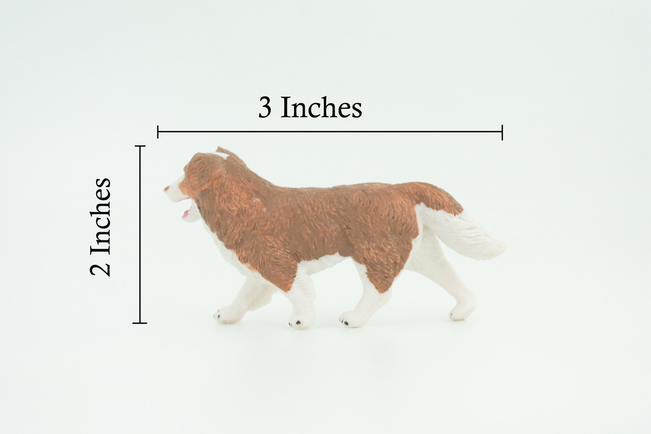 Australian Shepherd Dog, Rubber Canine, Hand Painted, Educational, Realistic, K9, Figure, Model, Replica, Toys, Kids, Gift, 3 Inches. CH736 BB184