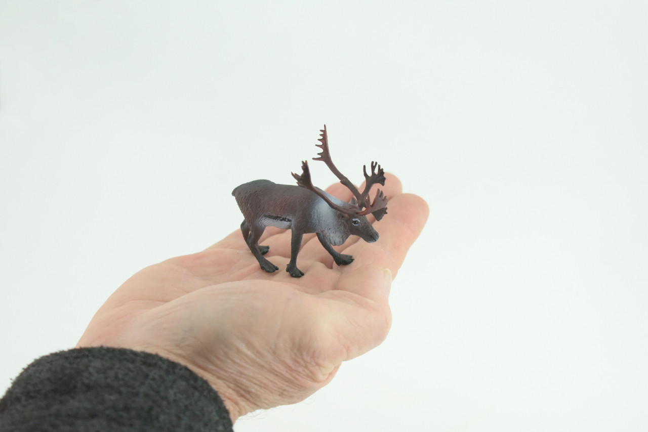 Reindeer, Caribou, Museum Quality, Educational, Hand Painted, Realistic, Rubber Animal, Model, Toy, Kids, Gift, 2 1/2 Inches. CH740 BB184