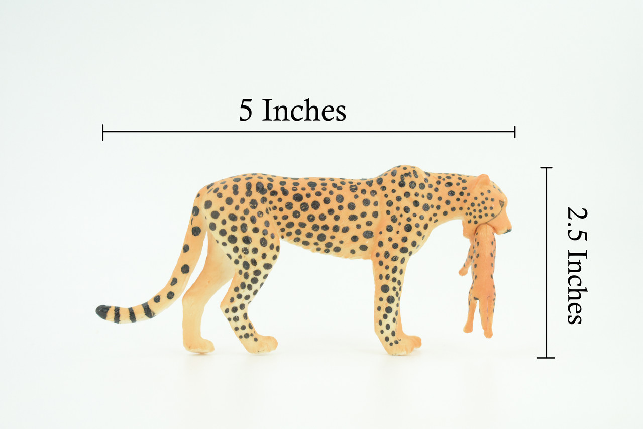 Cheetah Female with Cub, Museum Quality, Educational, Hand Painted, Rubber Animal, Realistic, Diorama, Toy, Kids, Gift, 5 Inches. CH748 BB183