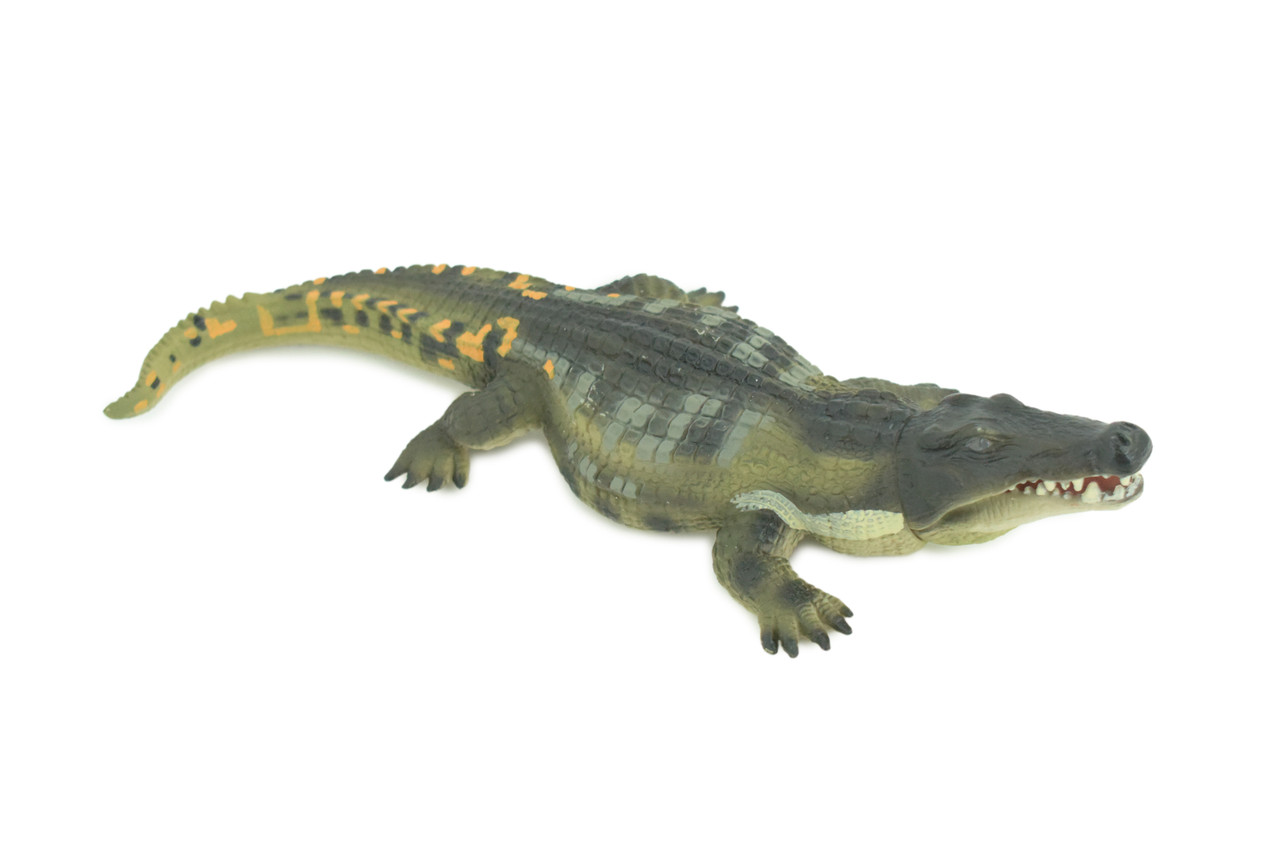 Saltwater Crocodile, Movable Jaws, Museum Quality, Educational, Hand Painted, Rubber Reptile, Realistic, Diorama, Toy, Kids, Gift, 10 Inches. CH760 BB191