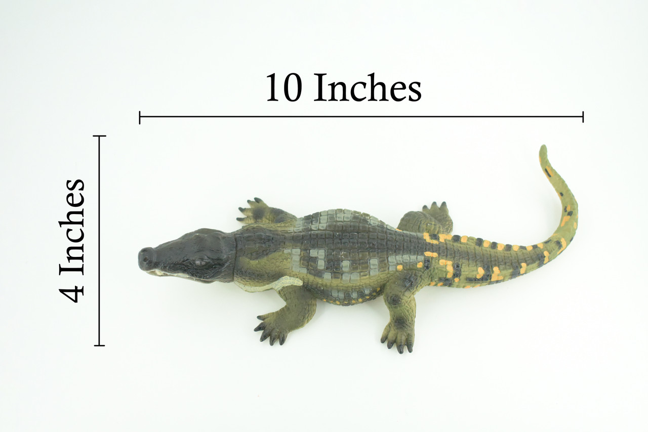 Saltwater Crocodile, Movable Jaws, Museum Quality, Educational, Hand Painted, Rubber Reptile, Realistic, Diorama, Toy, Kids, Gift, 10 Inches. CH760 BB191