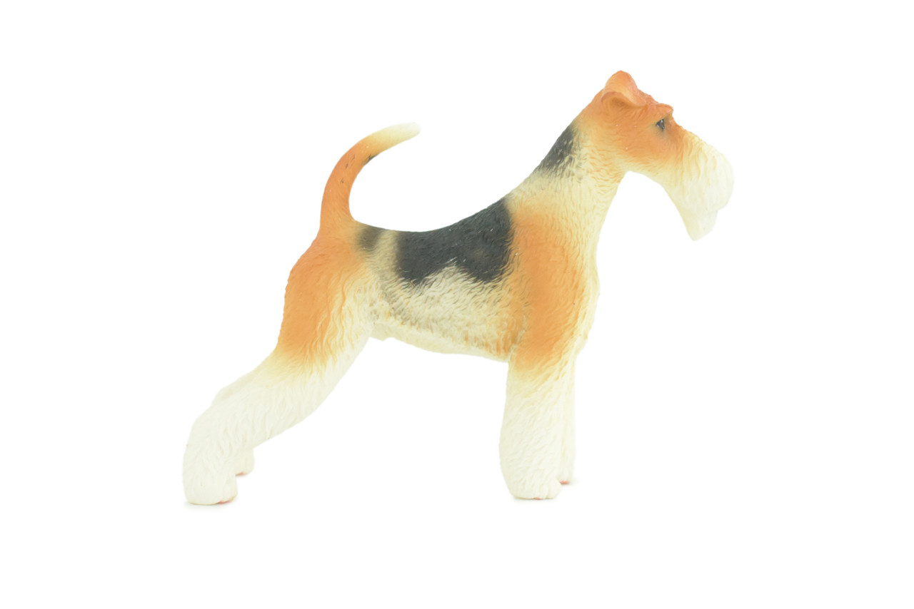 Fox Terrier Dog, Museum Quality, Hand Painted, Educational, Rubber Canine, Realistic, K9, Figure, Toys, Kids, Gift, 4 1/2 Inches. CH764 BB191
