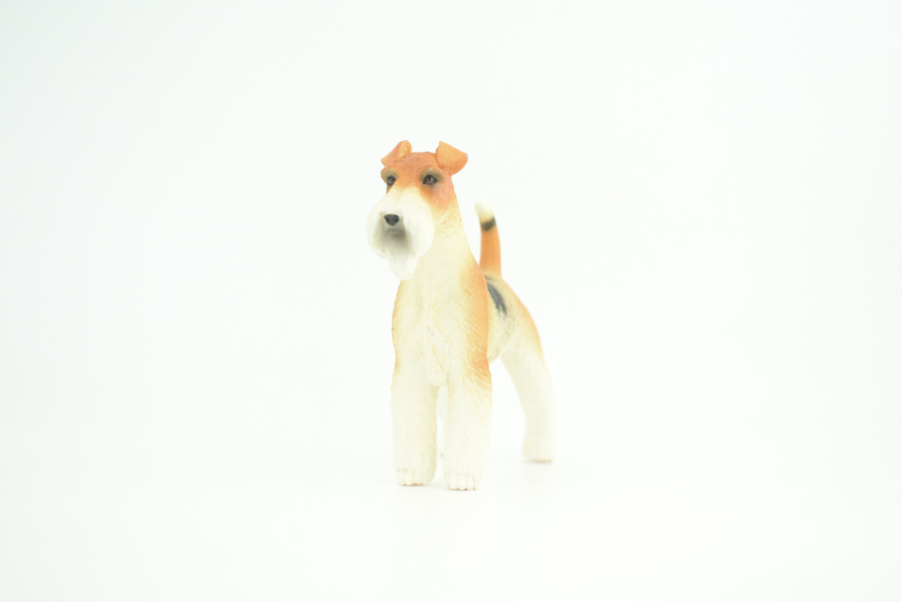 Fox Terrier Dog, Museum Quality, Hand Painted, Educational, Rubber Canine, Realistic, K9, Figure, Toys, Kids, Gift,   4 1/2 Inches.  CH764 BB191