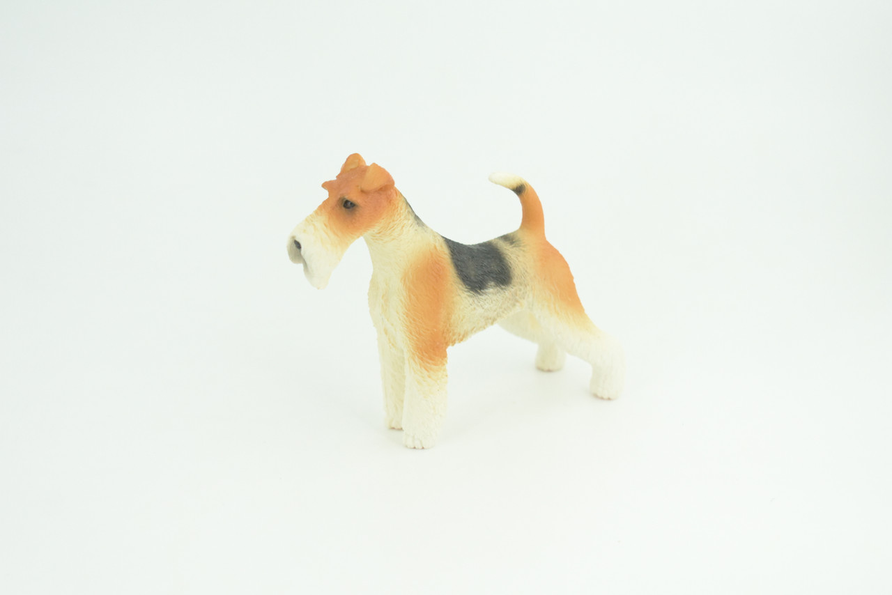 Fox Terrier Dog, Museum Quality, Hand Painted, Educational, Rubber Canine, Realistic, K9, Figure, Toys, Kids, Gift,   4 1/2 Inches.  CH764 BB191