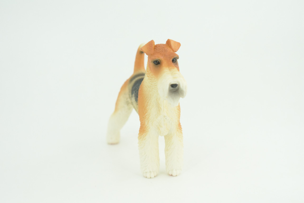 Fox Terrier Dog, Museum Quality, Hand Painted, Educational, Rubber Canine, Realistic, K9, Figure, Toys, Kids, Gift,   4 1/2 Inches.  CH764 BB191