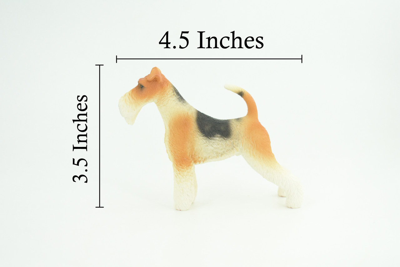Fox Terrier Dog, Museum Quality, Hand Painted, Educational, Rubber Canine, Realistic, K9, Figure, Toys, Kids, Gift, 4 1/2 Inches. CH764 BB191
