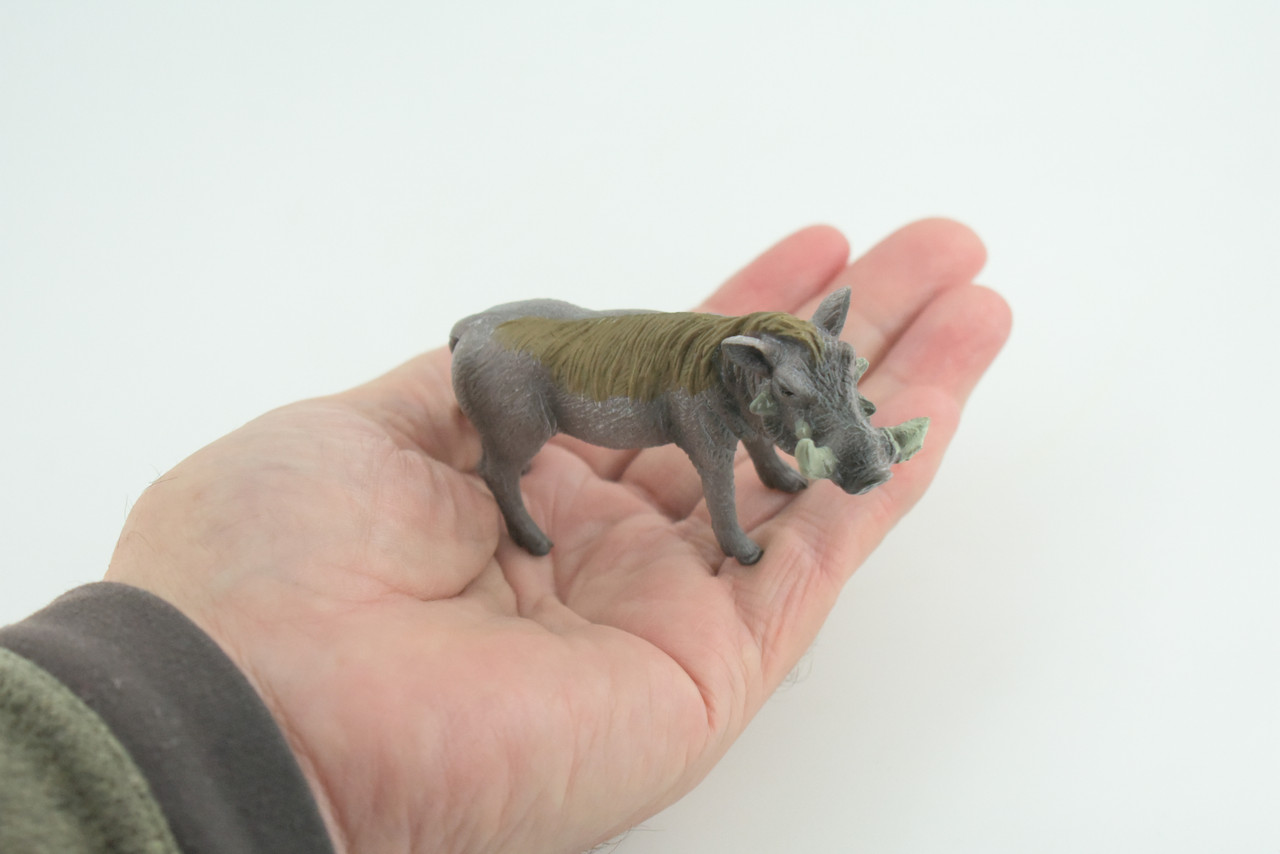 Warthog, Male, Museum Quality, Educational, Hand Painted, Rubber Animal, Realistic, Diorama, Toy, Kids, Gift, 3 1/2 Inches. CH769 BB193