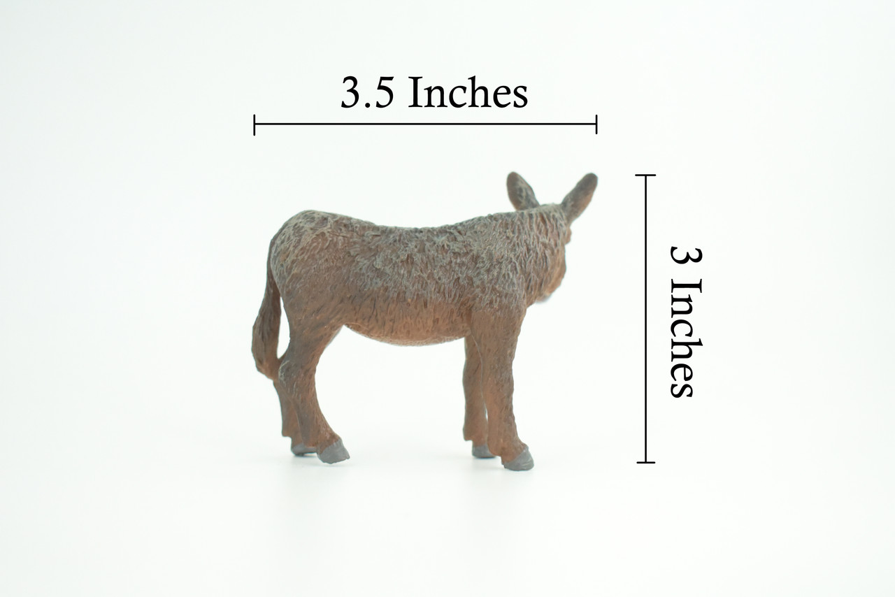 Donkey, Burro, Jack, Museum Quality, Educational, Hand Painted, Rubber Animal, Realistic, Diorama, Toy, Kids, Gift, 3 1/2 Inches. CH770 BB193