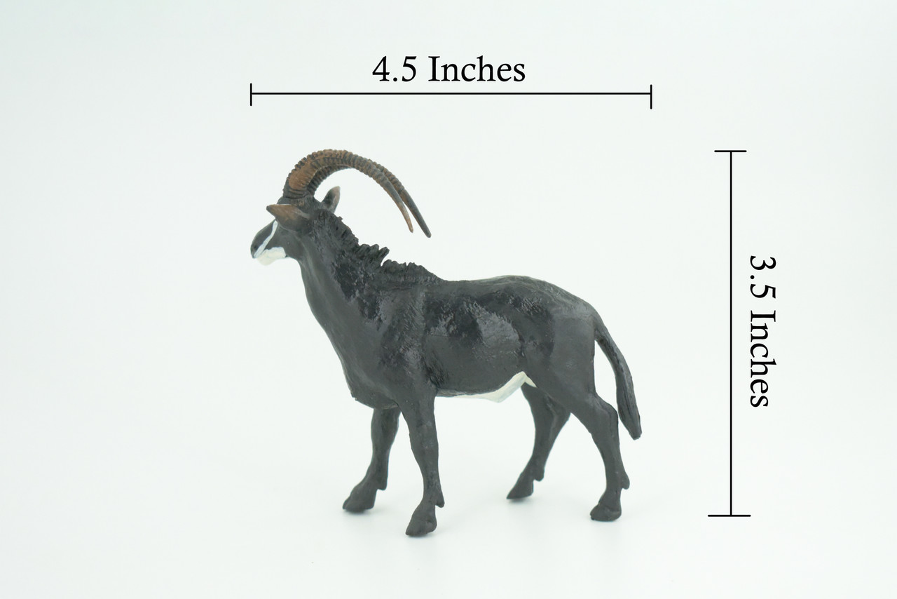 Sable Antelope, Museum Quality, Educational, Hand Painted, Rubber Animal, Realistic, Diorama, Toy, Kids, Gift, 3 1/2 Inches. CH775 BB193