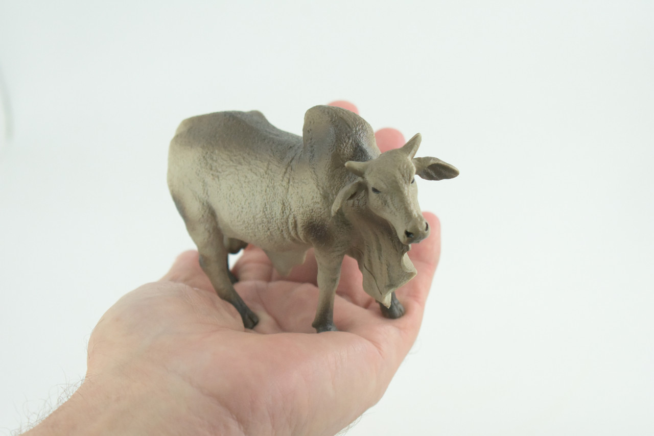 Brahman Bull, Zebuine-taurine, Museum Quality, Educational, Hand Painted, Rubber Cattle, Realistic, Diorama, Toy, Kids, Gift, 5 1/2 Inches. CH779 BB182