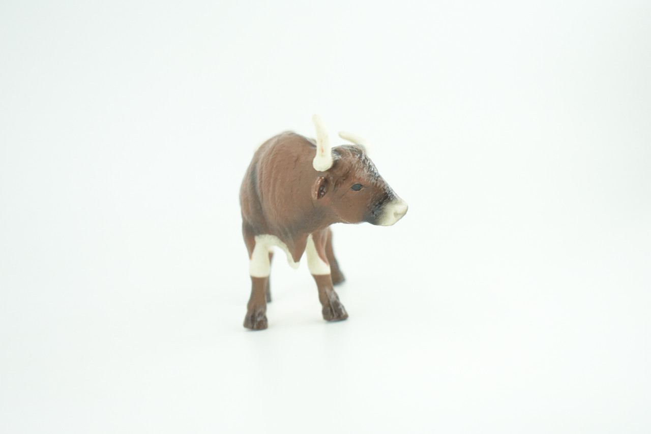 Texas Longhorn Bull, Museum Quality, Educational, Hand Painted, Rubber Animal, Realistic, Diorama, Toy, Kids, Gift,  6  Inches.  CH783 BB185