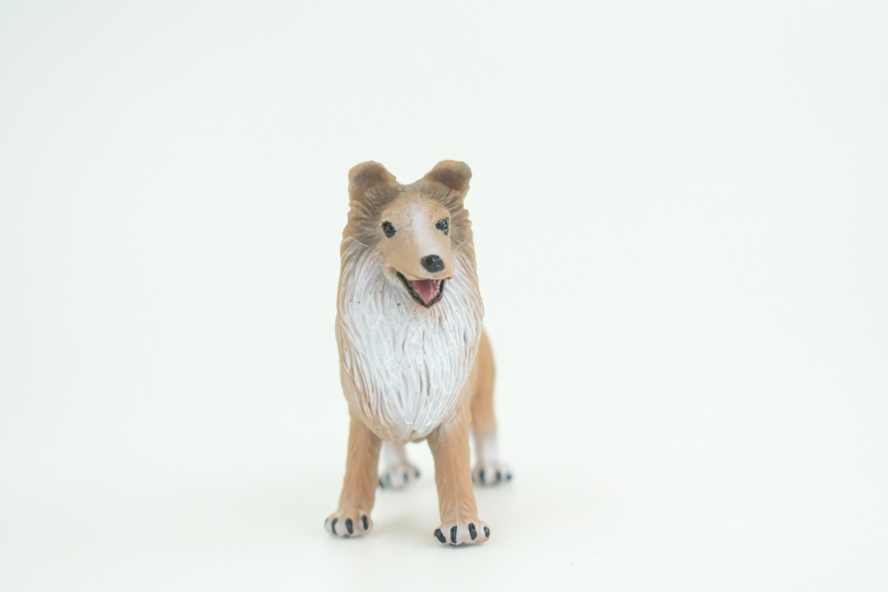 Collie Dog, Very Nice Quality, Hand Painted, Educational, Rubber Canine, Realistic, K9, Diorama, Toys, Kids, Gift,   4 Inches.  CH790 BB186