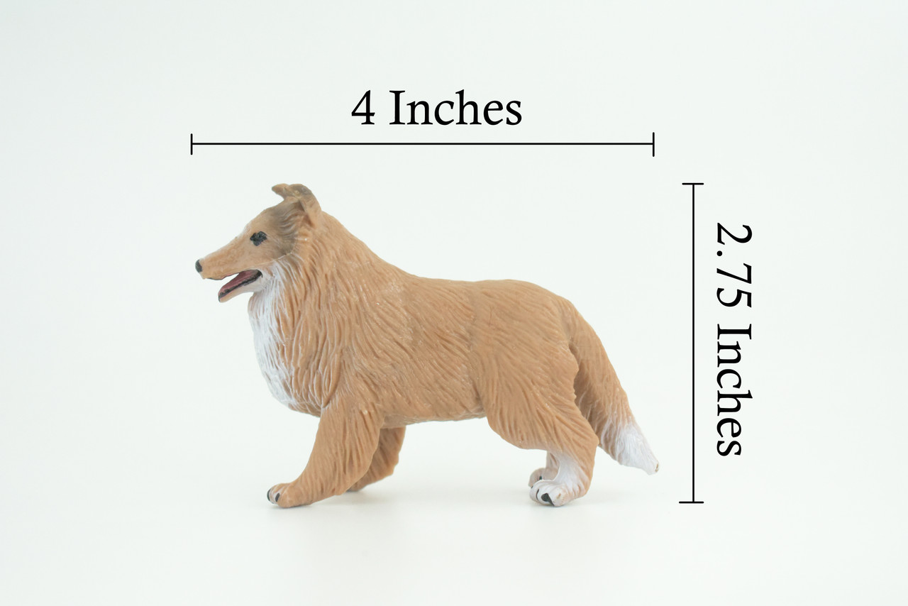 Collie Dog, Very Nice Quality, Hand Painted, Educational, Rubber Canine, Realistic, K9, Diorama, Toys, Kids, Gift, 4 Inches. CH790 BB186