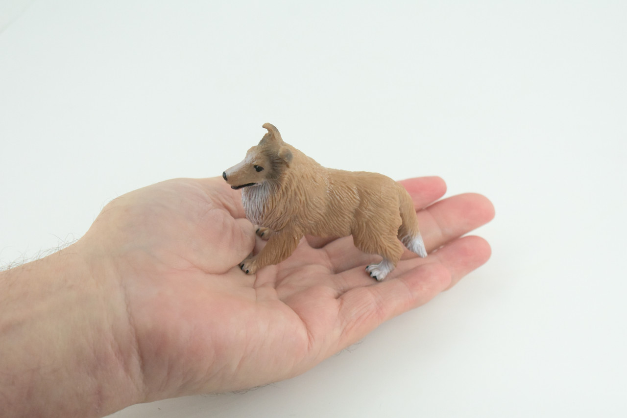 Collie Dog, Very Nice Quality, Hand Painted, Educational, Rubber Canine, Realistic, K9, Diorama, Toys, Kids, Gift, 4 Inches. CH790 BB186