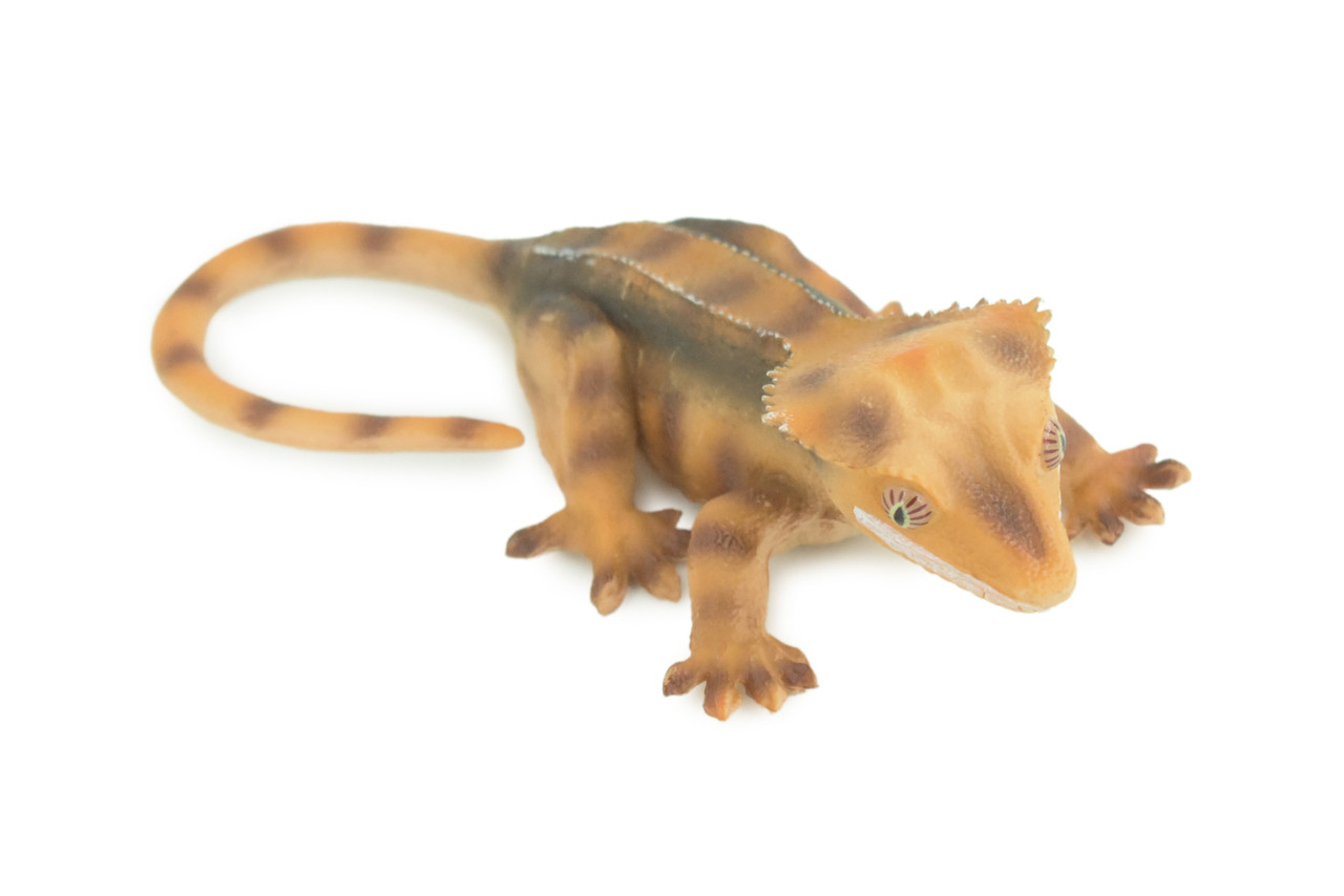Crested Gecko, Eyelash Gecko, Museum Quality, Educational, Hand Painted, Rubber Lizard, Realistic Reptile, Diorama, Toy, Kids, Gift, 5 1/2 Inches. CH792 BB186