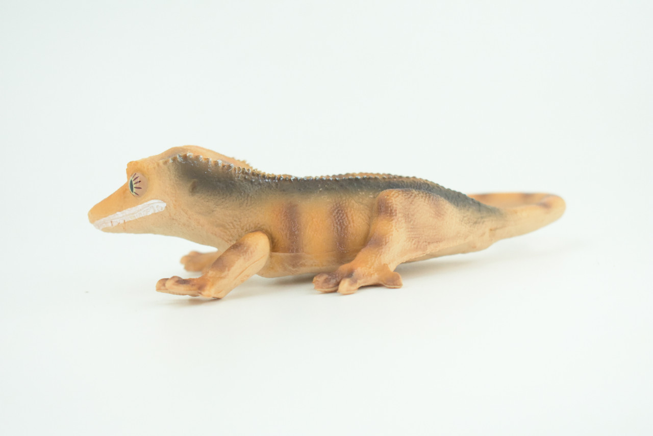 Crested Gecko, Eyelash Gecko, Museum Quality, Educational, Hand Painted, Rubber Lizard, Realistic Reptile, Diorama, Toy, Kids, Gift, 5 1/2 Inches. CH792 BB186