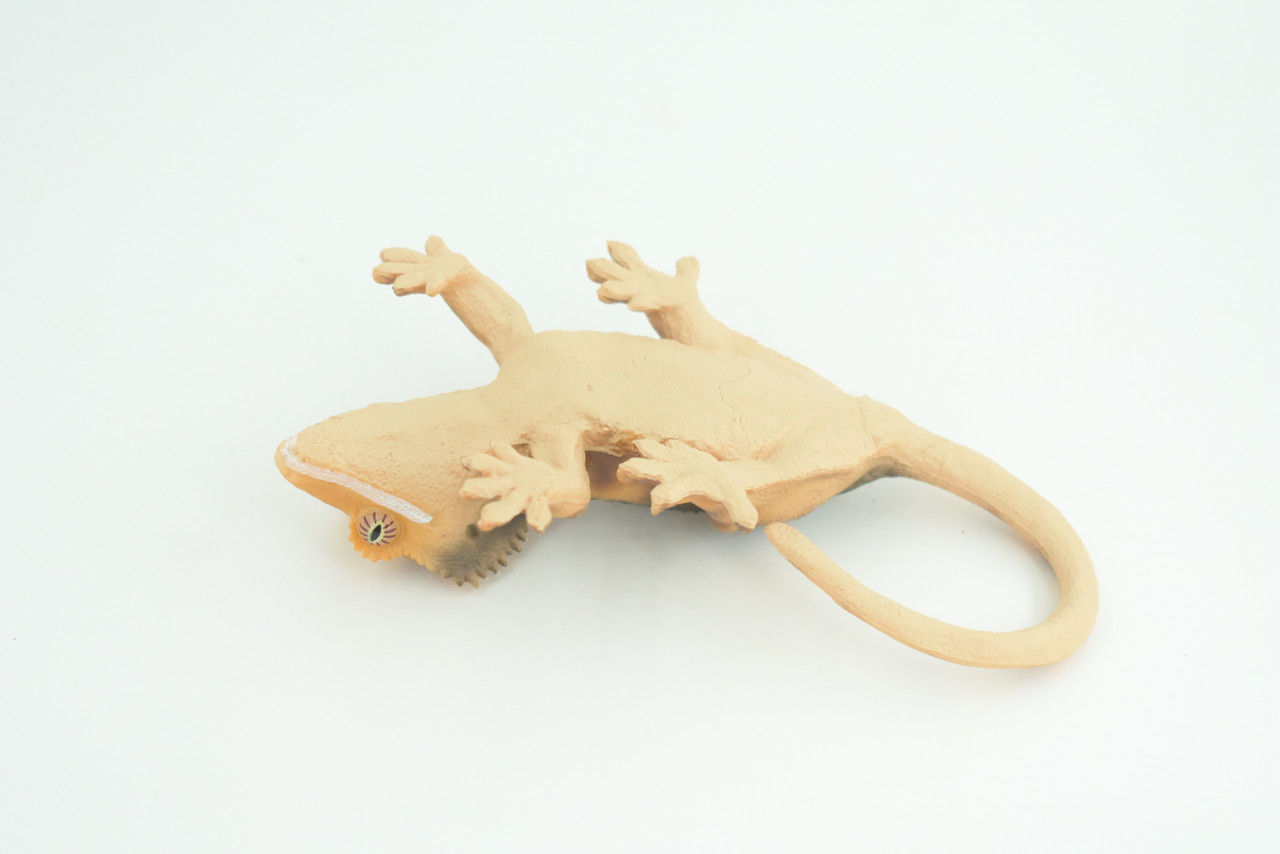 Crested Gecko, Eyelash Gecko, Museum Quality, Educational, Hand Painted, Rubber Lizard, Realistic Reptile, Diorama, Toy, Kids, Gift,   5 1/2 Inches.  CH792 BB186