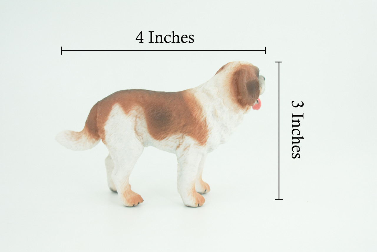 Saint Bernard Dog, Very Nice Quality, Hand Painted, Educational, Rubber Canine, Realistic, K9, Diorama, Toys, Kids, Gift, 4 Inches. CH795 BB187