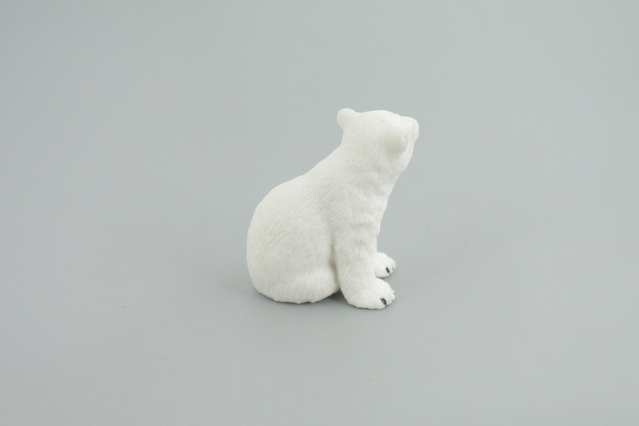 Polar Bear Cub, Sitting, Museum Quality, Educational, Hand Painted, Rubber Animal, Realistic, Diorama, Toy, Kids, Gift,  2  Inches.  CH807 BB188