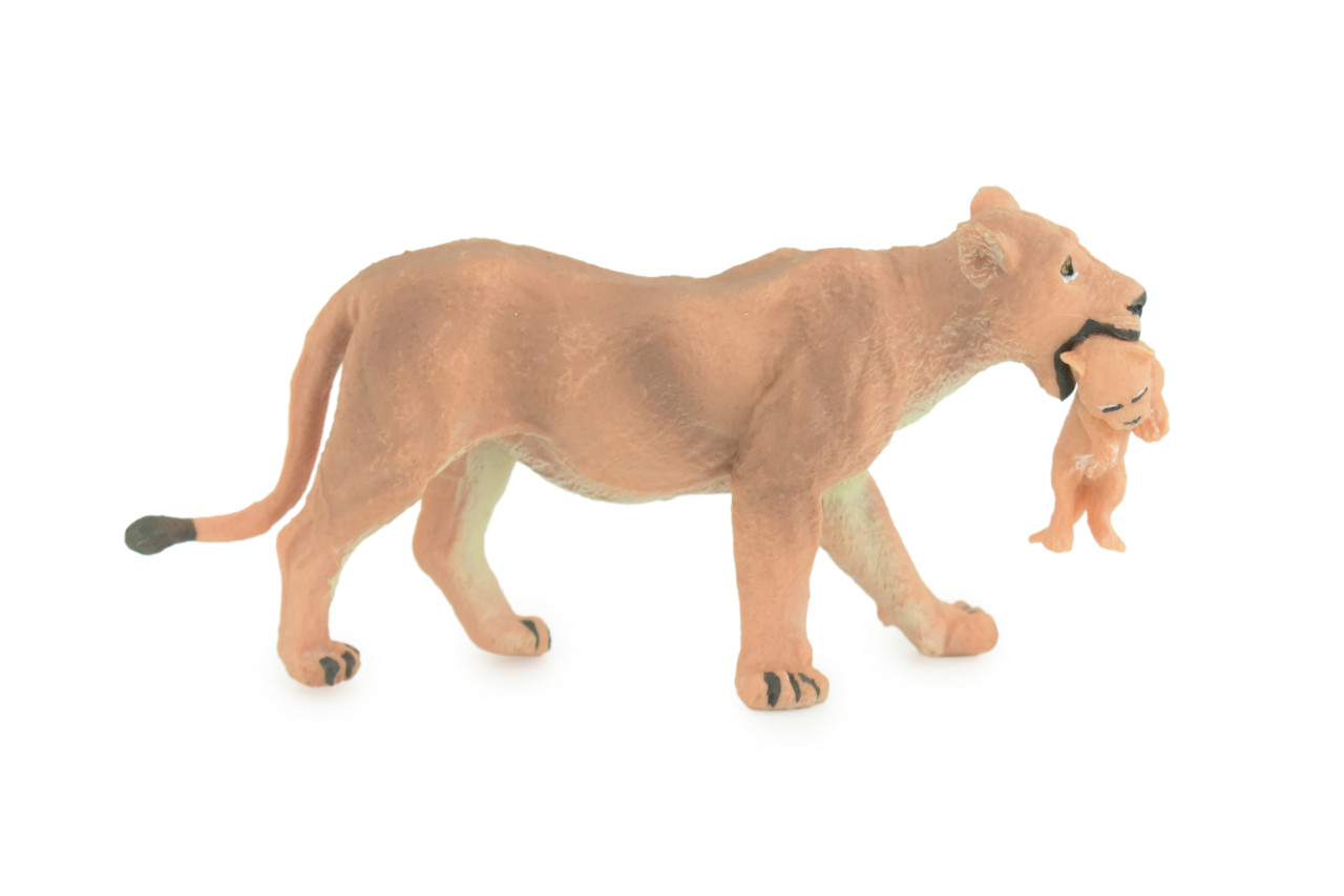 Lioness with Baby, Cub, Museum Quality, Educational, Hand Painted, Realistic, Rubber Animal, Realistic, Diorama, Toy, Kids, Gift, 5 Inches. CH809 BB188