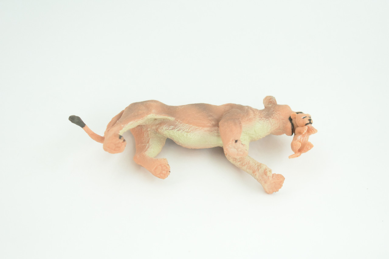 Lioness with Baby, Cub, Museum Quality, Educational, Hand Painted, Realistic, Rubber Animal, Realistic, Diorama, Toy, Kids, Gift,  5 Inches.  CH809 BB188 