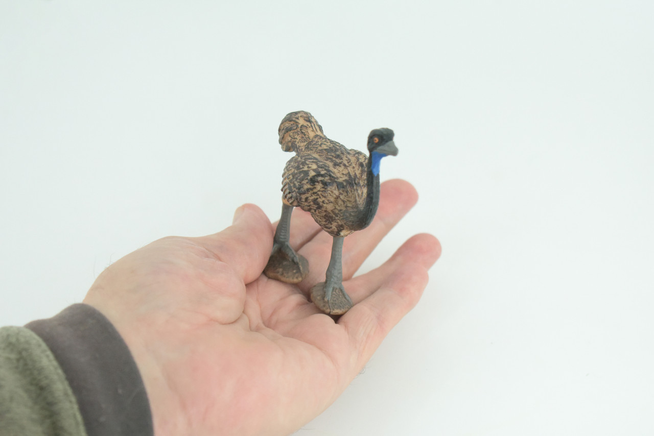 Emu, Museum Quality, Educational, Hand Painted, Realistic, Rubber, Flightless Bird native to Australia, Realistic, Diorama, Toy, Kids, Gift, 3 Inches. CH810 BB188