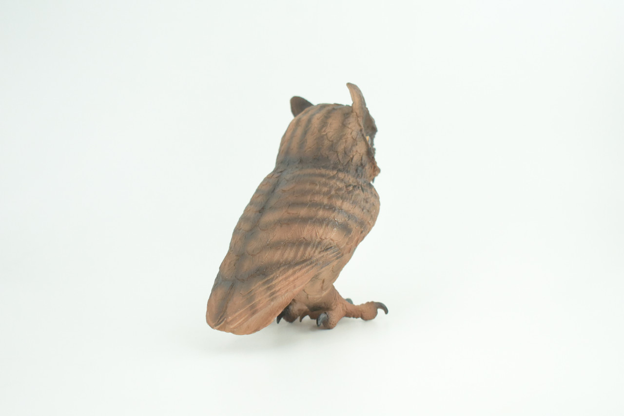 Great Horned Owl, Museum Quality, Educational, Hand Painted, Realistic, Rubber, Bird, Realistic, Diorama, Toy, Kids, Gift,  4 1/2 Inches.  CH811 BB189