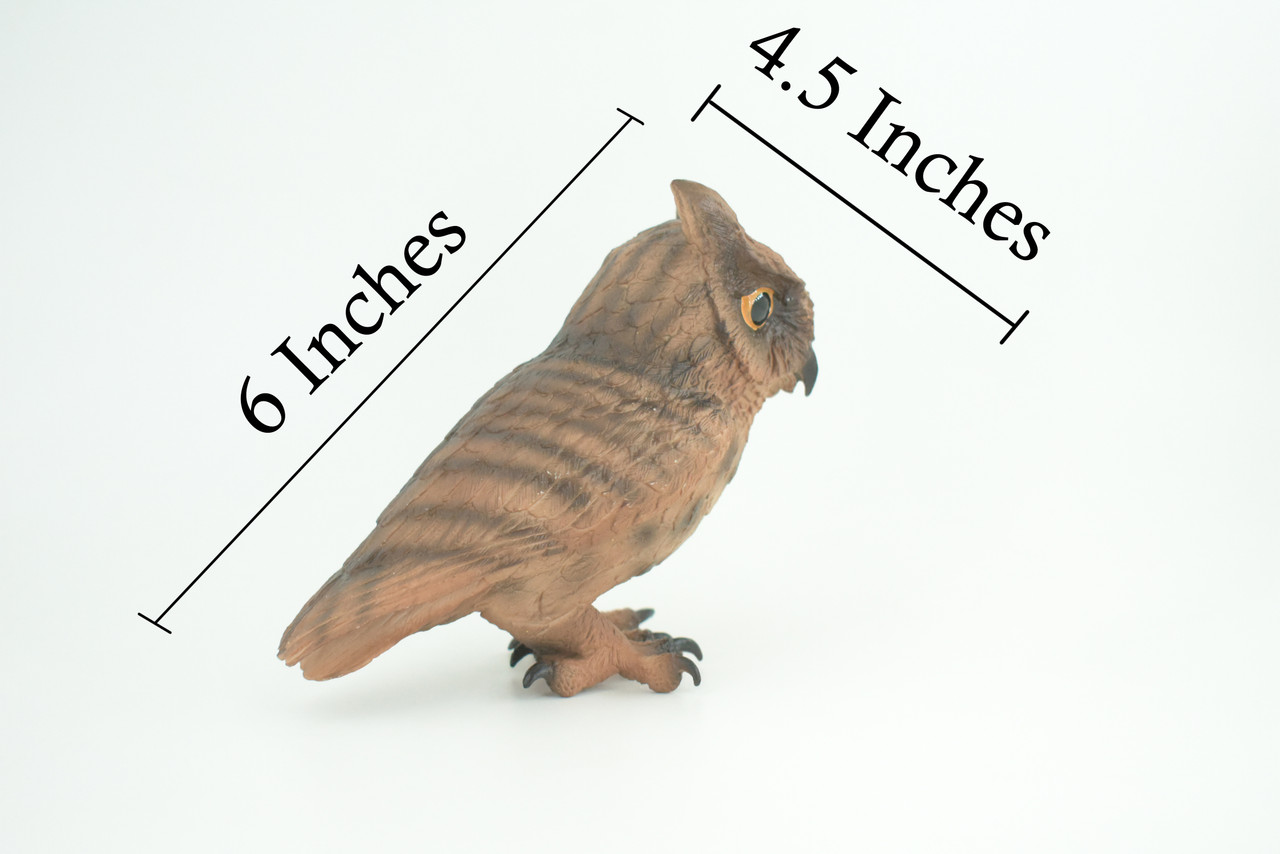 Great Horned Owl, Museum Quality, Educational, Hand Painted, Realistic, Rubber, Bird, Realistic, Diorama, Toy, Kids, Gift, 4 1/2 Inches. CH811 BB189