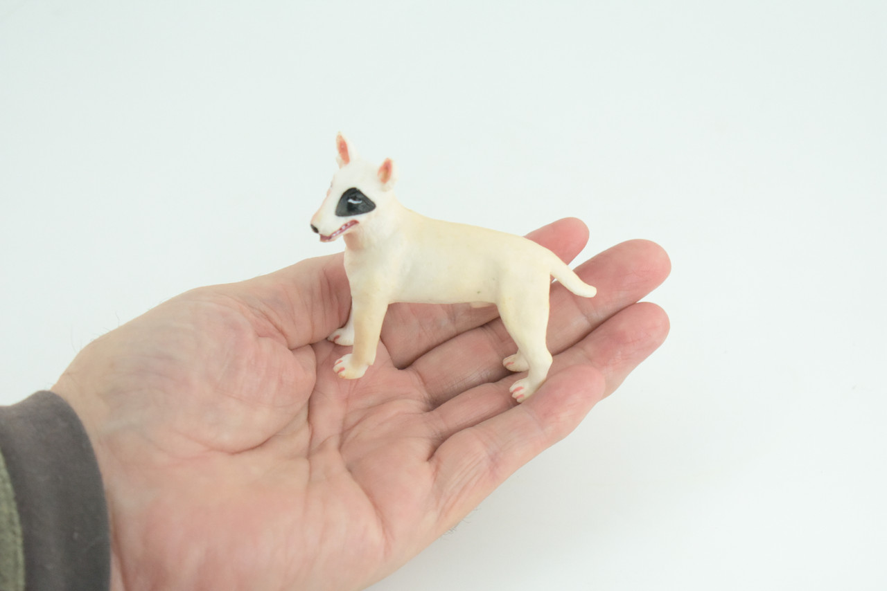  Bull Terrier Dog, Male, Very Nice Quality, Hand Painted, Educational, Rubber Canine, Realistic, K9, Diorama, Toys, Kids, Gift, 3 Inches. CH814 BB189