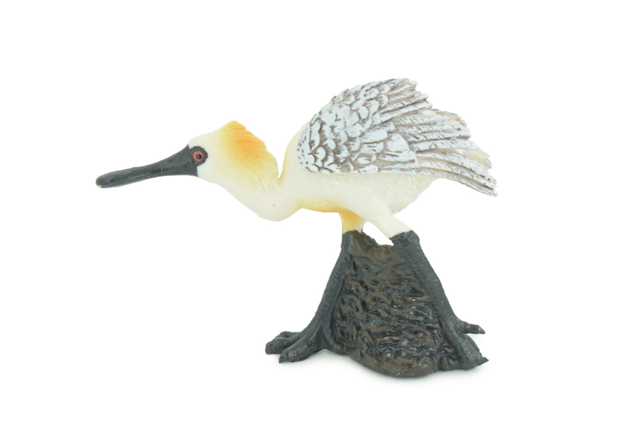 Black Faced Spoonbill, Museum Quality, Educational, Hand Painted, Realistic, Rubber, Bird, Realistic, Diorama, Toy, Kids, Gift, 3 1/2 Inches. CH815 BB189
