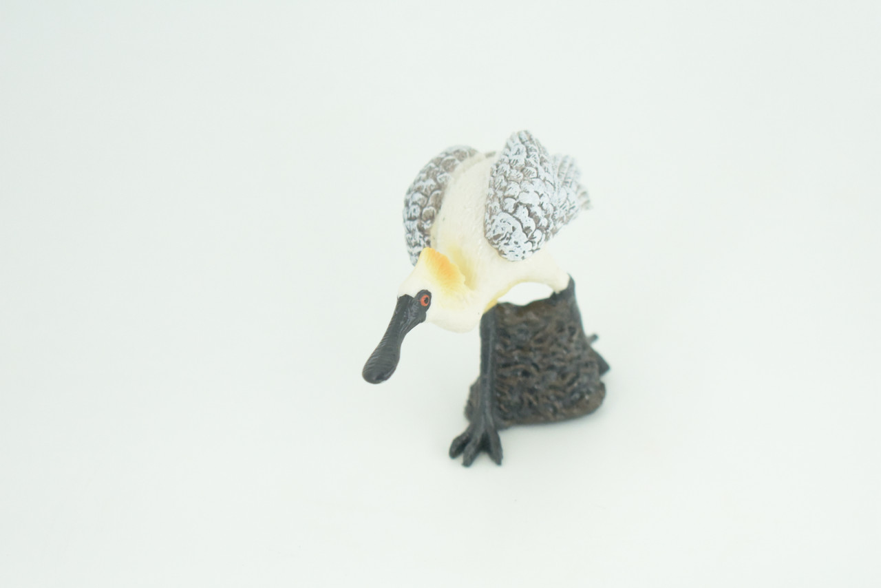 Black Faced Spoonbill, Museum Quality, Educational, Hand Painted, Realistic, Rubber, Bird, Realistic, Diorama, Toy, Kids, Gift,  3 1/2 Inches.  CH815 BB189