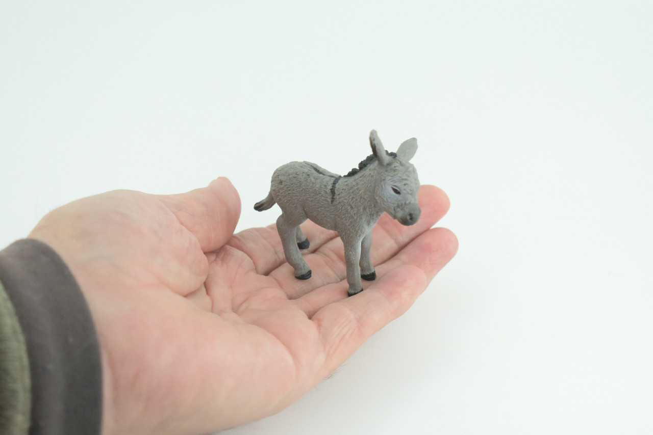 Donkey Baby, Hand Painted, Museum Quality, Educational, Rubber Animal, Donkey foal, Very Realistic, Diorama, Toy, Kids, Gift, 3 Inches. CH820 BB189