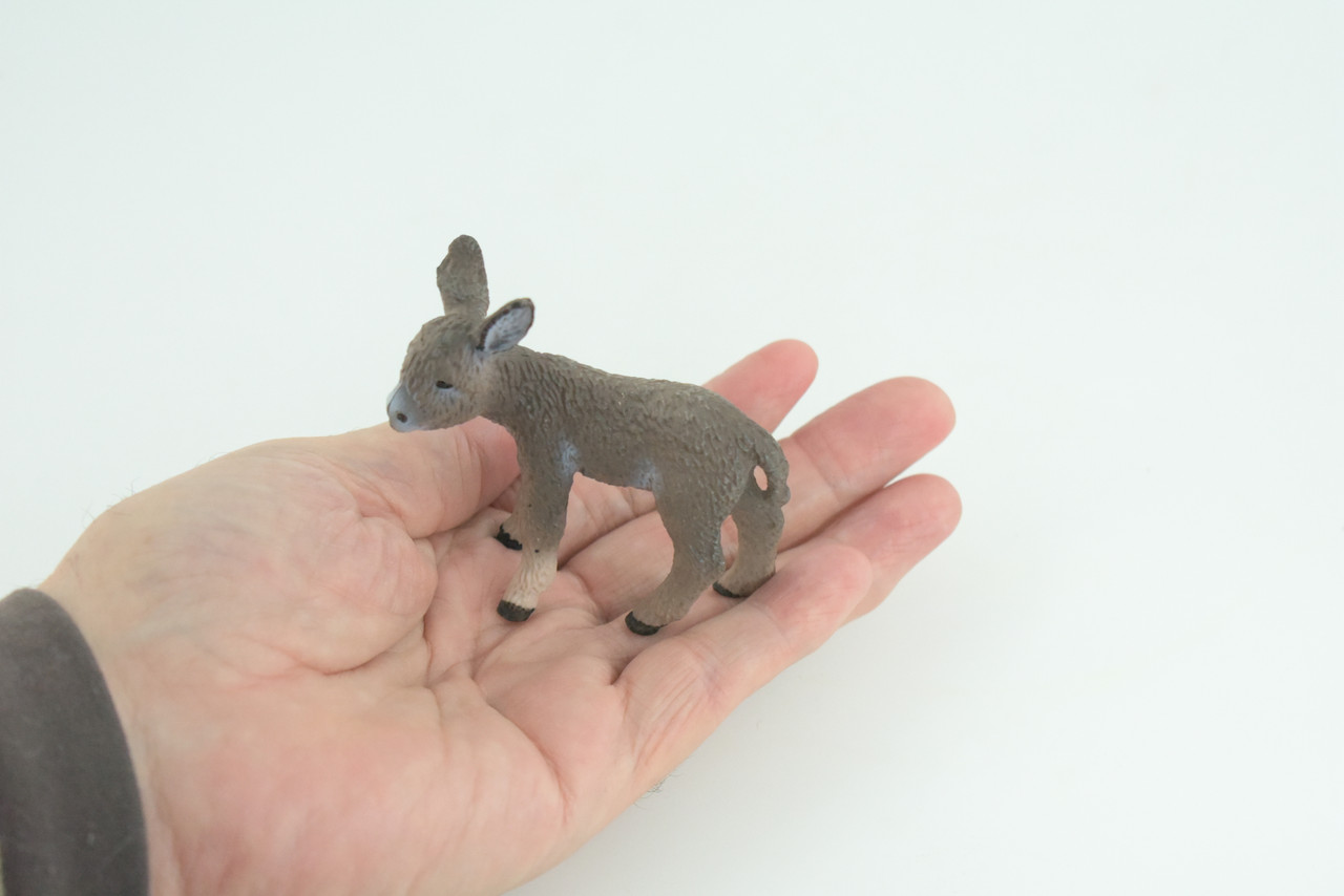 Donkey Baby, Hand Painted, Museum Quality, Educational, Rubber Animal, Donkey foal, Very Realistic, Diorama, Toy, Kids, Gift, 2 1/2 Inches. CH821 BB194