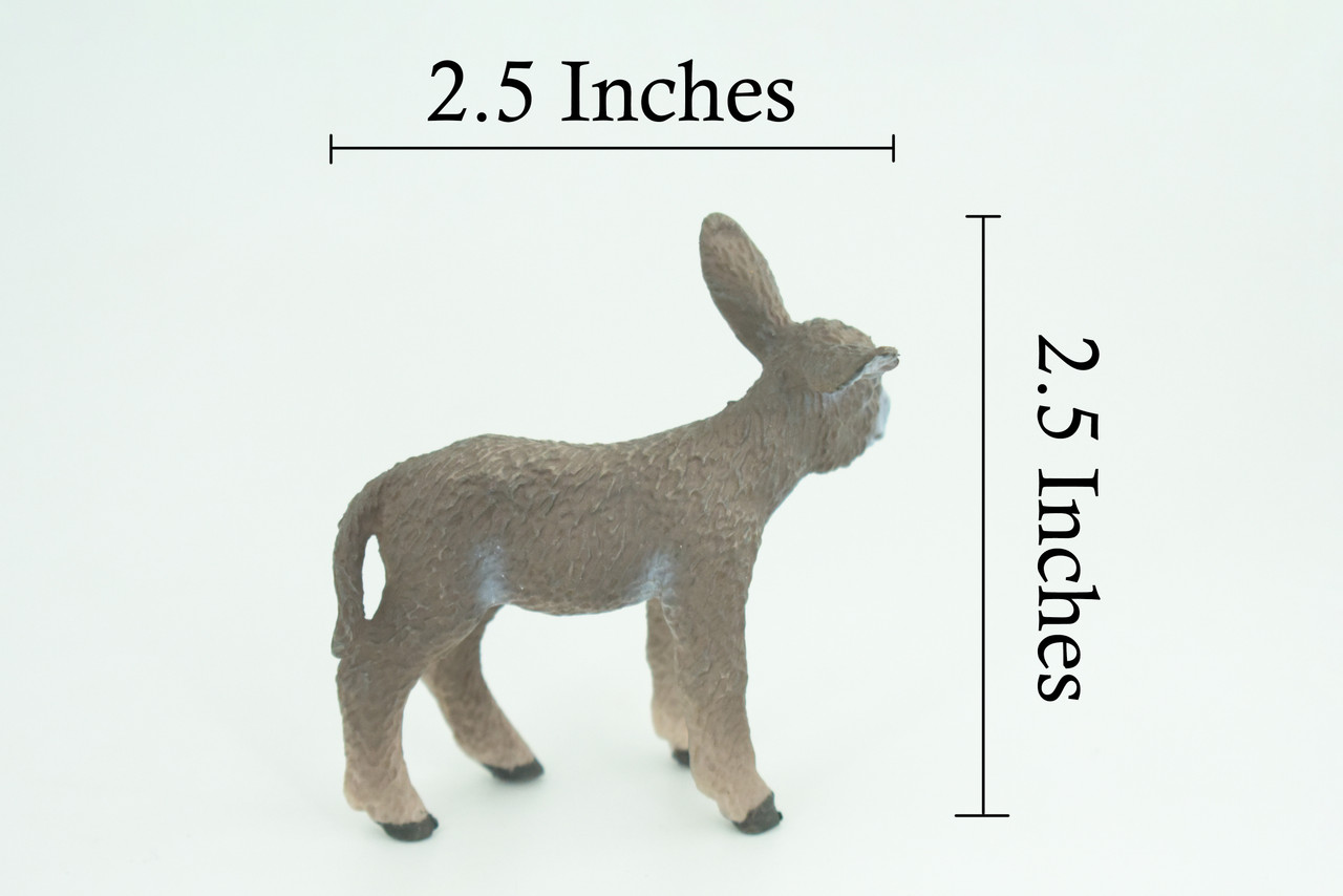 Donkey Baby, Hand Painted, Museum Quality, Educational, Rubber Animal, Donkey foal, Very Realistic, Diorama, Toy, Kids, Gift, 2 1/2 Inches. CH821 BB194