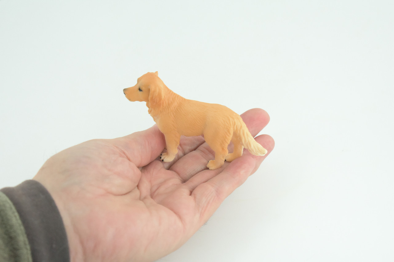 Golden Retriever Dog, Hand Painted, Educational, Museum Quality, Rubber Canine, Realistic, K9, Diorama, Toys, Kids, Gift, 3 1/2 Inches. CH822 BB194