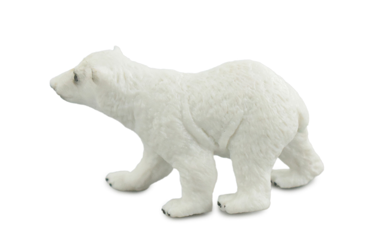 Polar Bear Cub, Baby, Walking, Museum Quality, Educational, Hand Painted, Rubber Animal, Realistic, Diorama, Toy, Kids, Gift, 3 Inches. CH827 BB194