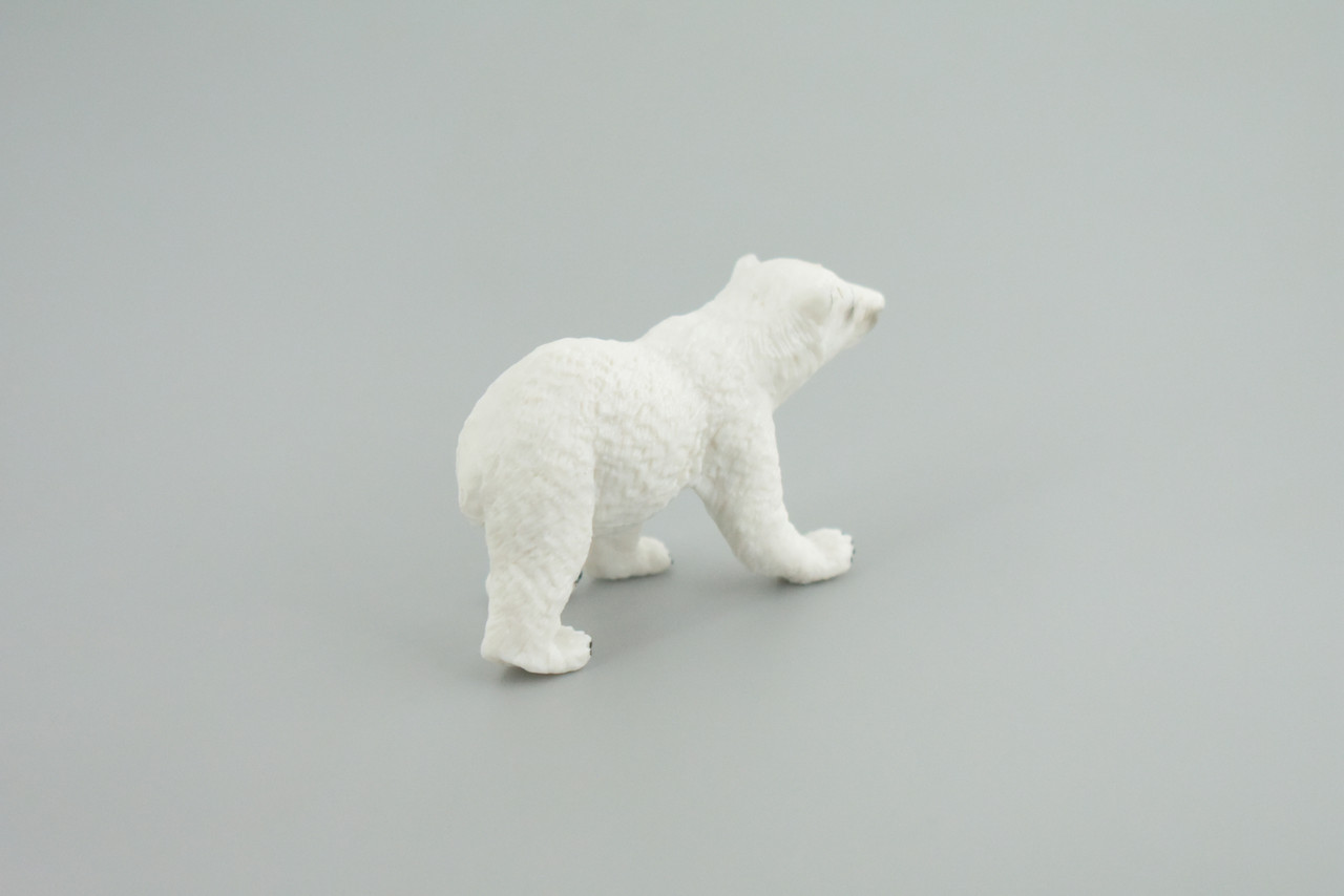 Polar Bear Cub, Baby, Walking, Museum Quality, Educational, Hand Painted, Rubber Animal, Realistic, Diorama, Toy, Kids, Gift,   3  Inches.  CH827 BB194